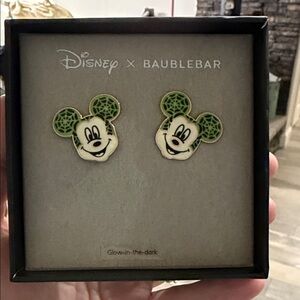 BaubleBar Disney Glow-in-the-Dark Mickey Earrings - Green and White